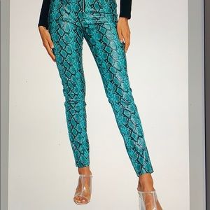 Tiger Mist Pearl Snake Print Pants Turquoise sz S